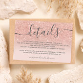 Roos goud glitter ombre blush script details informatiekaartje