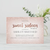 Roos goud glitter ombre chic modern Sweet 16 Kaart (Staand voorkant)
