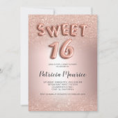 Roos goud glitter ombre letters metallisch zoet 16 kaart (Voorkant)