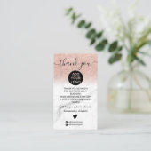 Roos Goud Glitter Ombre Marmer Bestel Dank u Visitekaartje (Staand voorkant)