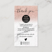 Roos Goud Glitter Ombre Marmer Bestel Dank u Visitekaartje (Voorkant)