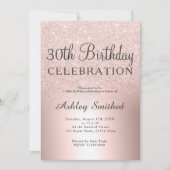 Roos goud glitter ombre metallic 30e verjaardag kaart (Voorkant)