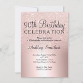 Roos goud glitter ombre metallic 90e verjaardag kaart (Voorkant)