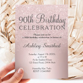 Roos goud glitter ombre metallic 90e verjaardag kaart