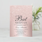 Roos goud glitter ombre metallic chic Bat Mitzvah Kaart (Staand voorkant)