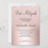 Roos goud glitter ombre metallic folie Bat Mitzvah Kaart (Voorkant)