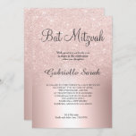 Roos goud glitter ombre metallic folie Bat Mitzvah Kaart<br><div class="desc">Een schitterend en luxueus roos goudglitter ombre metallische folie met elegante kalligrafie voor een uitnodiging van Bat Mitzvah.</div>