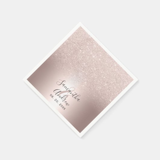 Roos goud glitter ombre metallic folie bruiloft servet (Hoek)