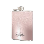 Roos goud glitter ombre metallic folie monogram heupfles (Links)