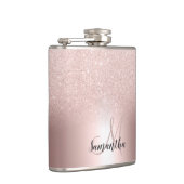 Roos goud glitter ombre metallic folie monogram heupfles (Rechts)