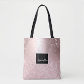 Roos goud glitter ombre metallic sparkles confetti tote bag (Voorkant)