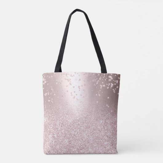 Roos goud glitter ombre metallic sparkles confetti tote bag (Achterkant)