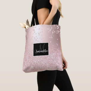 Roos goud glitter ombre metallic sparkles confetti tote bag