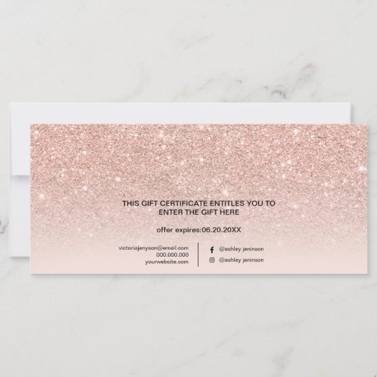 Roos goud glitter ombre roze gift (Achterkant)