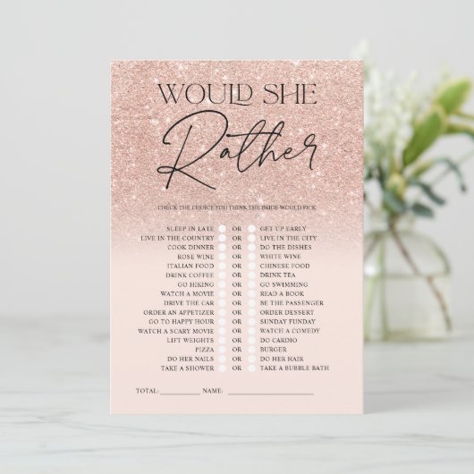 Roos goud glitter ombre roze in plaats van Bridal  Kaart (Staand voorkant)