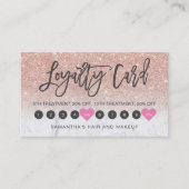 Roos goud glitter ombre script make-up marmer 10 klantenkaartje (Voorkant)