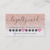 Roos Goud Glitter Ombre Script Make-up Marmer 10 L Klantenkaartje (Voorkant)