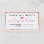 Roos goud glitter ombre script make-up roze 10 klantenkaartje (Achterkant)