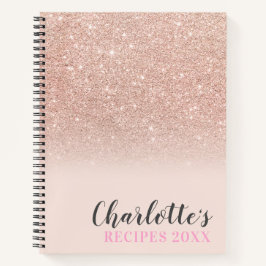 Roos Goud Glitter Ombre Sparkle Blush Pink Recepte Notitieboek