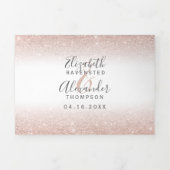 Roos goud glitter ombre white script chic bruiloft drieluik uitnodiging (Cover)