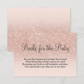 Roos Goud Glitter Roze Breng een Boek baby shower Informatiekaartje (Voorkant / Achterkant)