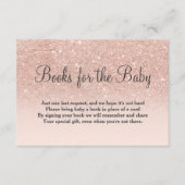 Roos Goud Glitter Roze Breng een Boek baby shower Informatiekaartje (Voorkant)