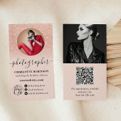 Roos Goud glitter roze foto qr logo fotograaf Visitekaartje