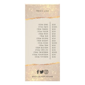 Roos goud glitter roze girale prijslijst reclamekaart (Achterkant)