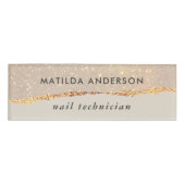 Roos Goud Glitter Roze Girly Elegant Modern Chic Naambadge (Voorkant)