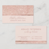 Roos goud glitter roze haar make-up typografie visitekaartje (Voorkant / Achterkant)