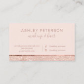 Roos goud glitter roze haar make-up typografie visitekaartje (Achterkant)