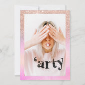 Roos goud glitter roze holografische foto zoet 16 kaart (Achterkant)