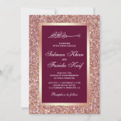 Roos Goud Glitter Roze Islamitisch Moslim Bruiloft Kaart (Voorkant)