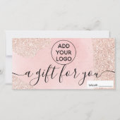 Roos goud glitter roze logo gift certificaat (Voorkant)