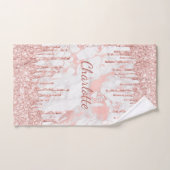 Roos goud glitter roze marmer naam handdoek (Handdoek)