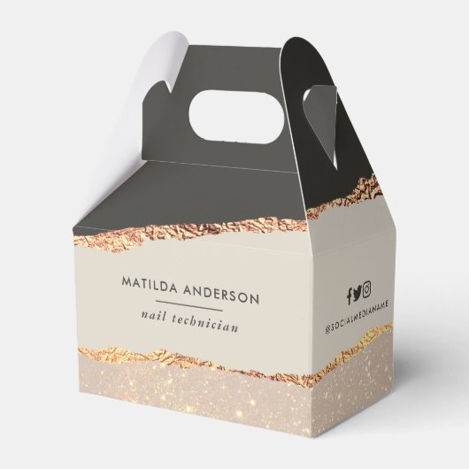 Roos goud glitter roze moderne elegante begroting bedankdoosjes (Voorkant Zijde)