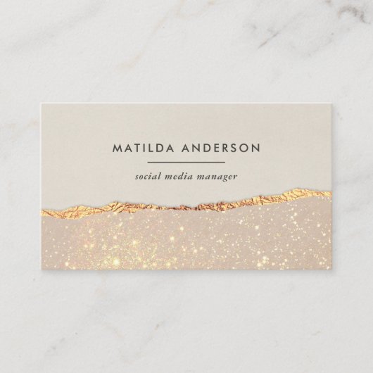 Roos goud glitter roze moderne QR-code Visitekaartje (Voorkant)