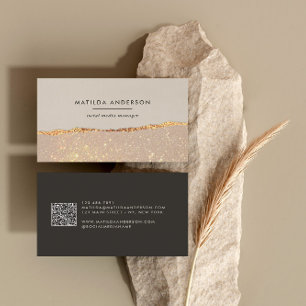 Roos goud glitter roze moderne QR-code Visitekaartje