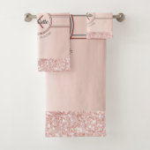 Roos goud glitter roze monogram baby princincess bad handdoek (Insitu)