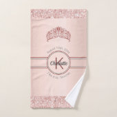 Roos goud glitter roze monogram baby princincess bad handdoek (Handdoek)