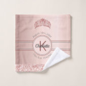 Roos goud glitter roze monogram baby princincess bad handdoek (Wasdoekje)