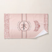 Roos goud glitter roze monogram baby princincess bad handdoek (Handdoek)