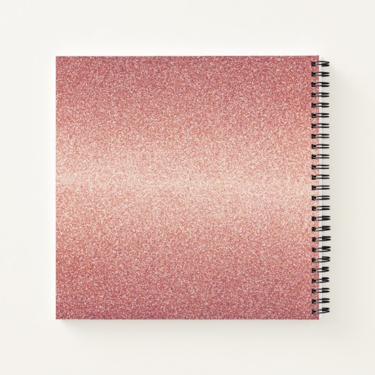 Roos goud glitter roze monogram notitieboek (Achterkant)