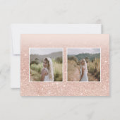 Roos goud glitter roze ombre 3 foto's bedankkaart (Achterkant)