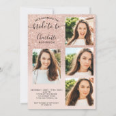 Roos goud glitter roze ombre 5 foto vrijgezellenfe kaart (Achterkant)