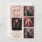 Roos goud glitter roze ombre 5 foto's afstuderen kaart (Achterkant)