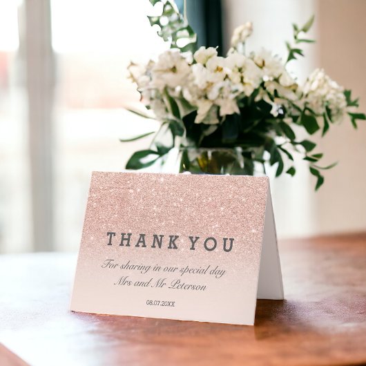 Roos goud glitter roze ombre Bedankt voor je bruil Kaart