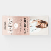 Roos goud glitter roze ombre foto afstuderen spandoek (Horizontaal)