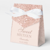 Roos goud glitter roze ombre sparkles Sweet 16 Bedankdoosjes (Voorkant Zijde)