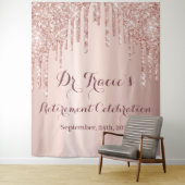 Roos Goud Glitter Roze Pensioenfeest Wandkleed (In situ)